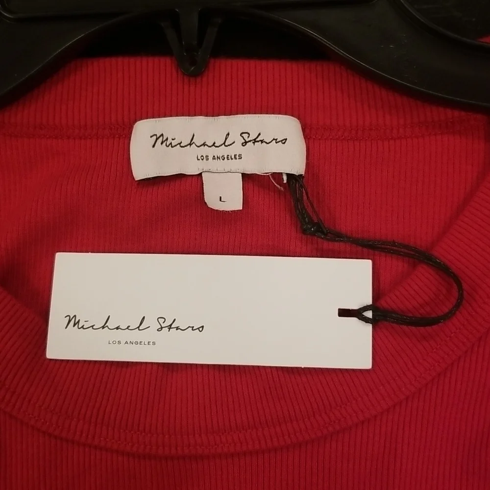 💕MICHAEL STARS💕 Christina Midi Ruched Sheath Dress ~ Heart Red Large L NWT - Picture 12 of 14